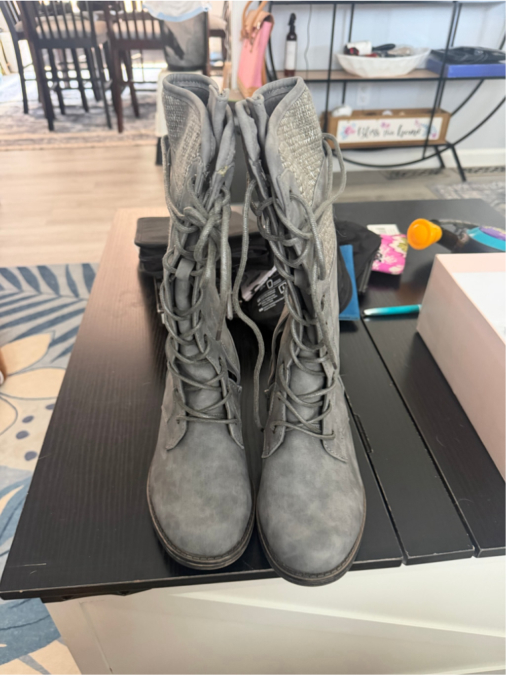 Women's Unbranded Lace Up Boots Grey Size 7.5